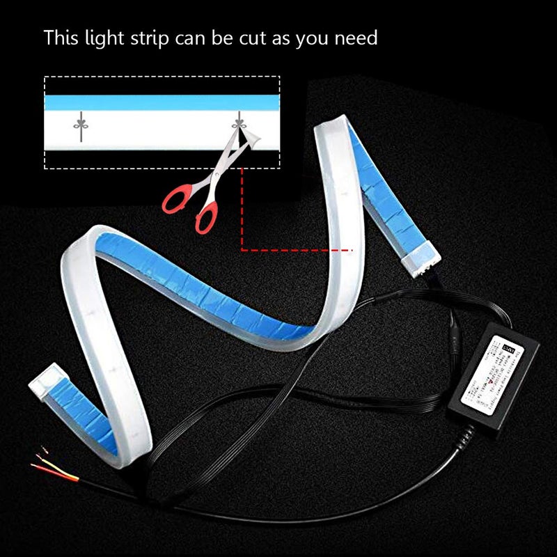 LEADTOPS Flexible LED Strip 2 Pcs 24 Inch Dual Color Headlight Surface Tube White & Amber Daytime Running Waterproof Switchback Sequential Lamp Turn Signal - Image 3